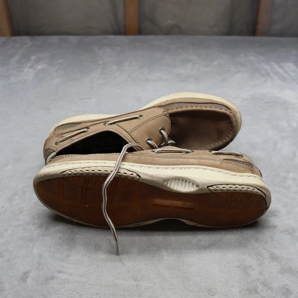 Columbia Men 8.5 Boat Shoes Brown‎ Leather Quadensity Earl Cove Waterproof Suede
